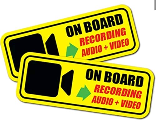 NTICKER - 2 pcs Camera on Board Recording Safety Vigilance Sticker Warning, 6 inches - Security Alarm Window Car Theft Sticker Safety Decals