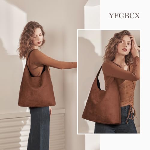 Image of YFGBCX Tote Bags for Women Work Bags Suede Slouchy Bag Hobo Handbag Office Tote Handbag