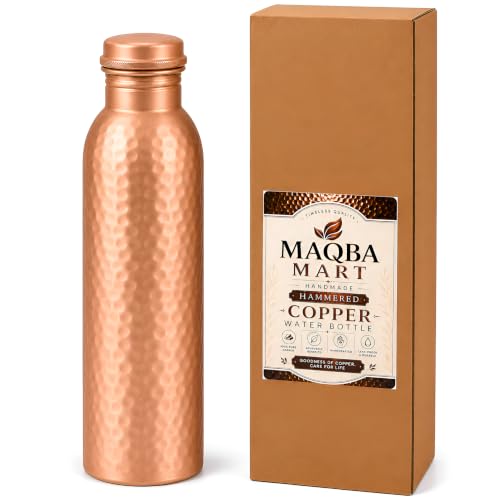 MAQBA MART Copper Water Bottle 34oz - 100% Pure Handcrafted