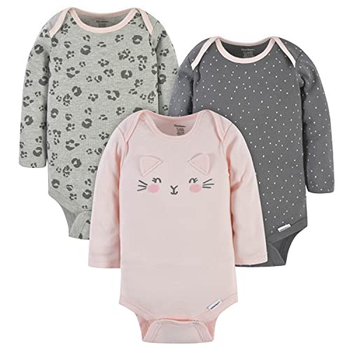 Image of Gerber Baby Girls 3-Pack Long Sleeve Onesies Bodysuit