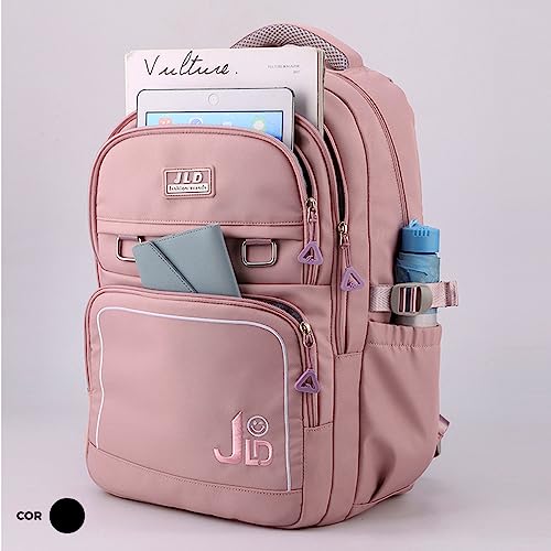 Mochila De Costas Bolsa Fofa Feminina Impermeável Escolar Kawaii Para Notebook Preta Linda