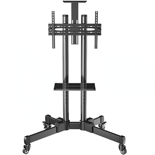 Rolling Tv Bracket Mobile Floor Cart Mute Bracket 32-70 Inch Monitor Tv Rack Display With Wheels And Tilt Mount, Height Adjustable Floor Tv Stand Holds Up To 165 Lbs (Black) (D910) #TOP23