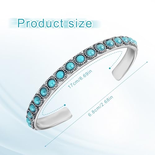 Vintage Turquoise Cuff Bracelet for Women, Synthetic Turquoise Cuff Bangle Jewelry for Cowgirl Gift2