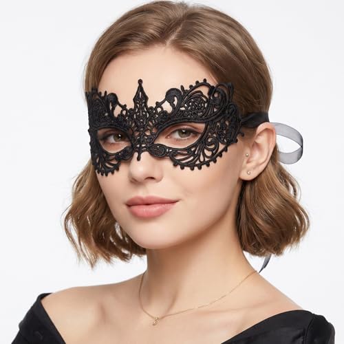Image of Exlinonline Lace Masquerade Mask Elastic,Fit for Adult,Soft Gentle Material,Specially For Costume,Thememed Party