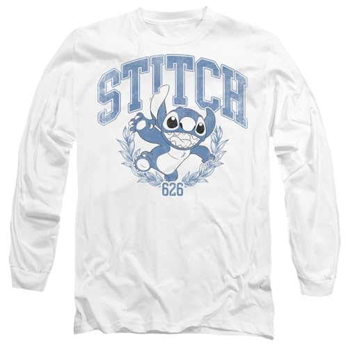 T-Shirt Stitch Disney Blanc Manches Longues Vêtement Mixte Collège