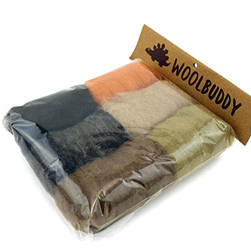 Woolbuddy Needle Felting Wool Roving Bag 60G, Beautiful Roving Wool, Handmade Sheepwool, Zero Waste Kit, For Needle Felting Beginner And Adult, Wet Felting, Felting Supplies And Felting Soap (Brown) #TOP1