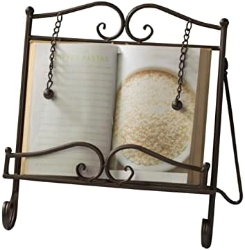 Tripar Swirl Design Metal Cookbook Stand, Tablet, iPad, Catalog, Cookbook Recipe Holder, Portable, Adjustable, Free-Standing