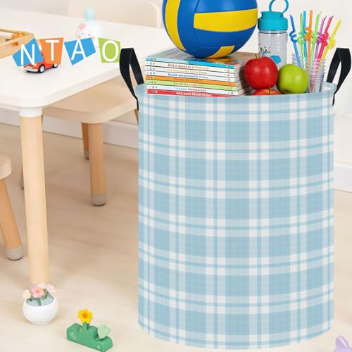 Image of NTAOHAMPER Laundry Hamper, Laundry Basket, Baby Nursery Hamper, Waterproof Storage Bin, Clothes Organizer Basket, Room Decor (Blue Plaid)