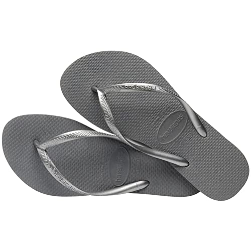 Image of Havaianas Women's Slim Flip Flops - Spring and Summer Pool Sandals for Women - Black /Steel Grey, 9 /10