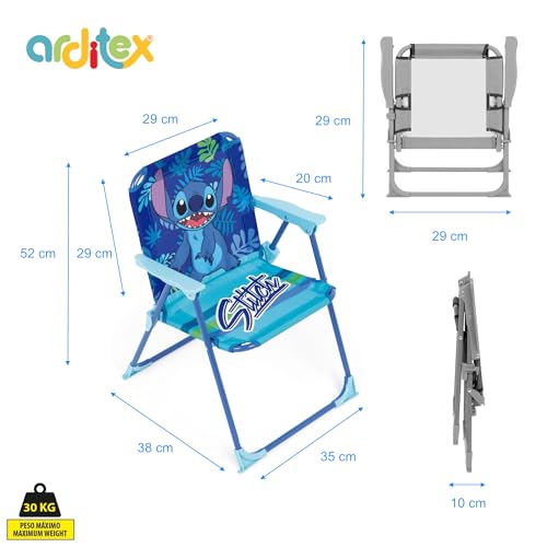 Miniatura 2 de Arditex Silla Plegable Con Brazos De Stitch De Disney - 38x32x53cm - Adecuado Para Jardín, Camping, Playa O Montaña - Ideal Para Niños Y Niñas.