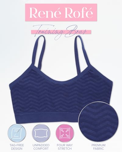 Rene Rofe Girls' Training Bras - 8 Pack 4-Way Stretch Seamless Comfort Cami Bralettes with Spaghetti Straps (Sizes: M-XL)2