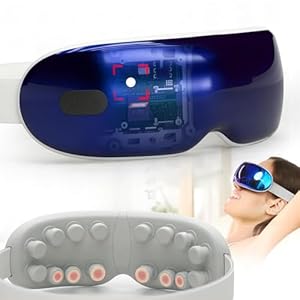 Eye Massager with Heat, Vibrating Eye Mask Massager for Pain Relief, Dry Eyes Relaxation and Sleep Improvement, Tech Destress Gifts for Mom, Dad, Grandpa and Grandmon (Dazzling Blue)