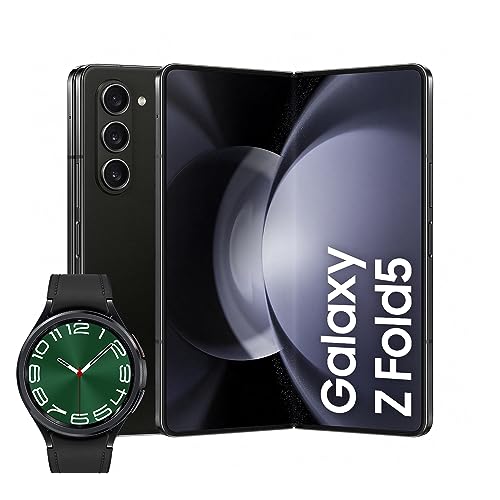 Samsung Galaxy Z Fold5, Unlocked Android Smartphone, 256GB Storage, Phantom Black, 3 Year Extended Warranty with a Samsung Galaxy Watch6 Classic, Bluetooth, 47mm, Graphite (UK Version)