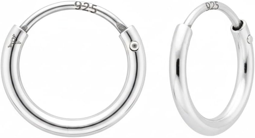 (Formerly MJ) 925 Small Size 12 mm Silver Bali Hoops Earrings in Pure 92.5 Sterling Silver for Girls/Women (Endless)
