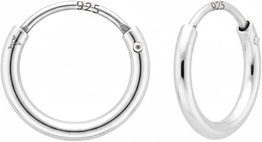 Parnika (Formerly MJ) 925 Small Size 12 mm Silver Bali Hoops Earrings in Pure 92.5 Sterling Silver for Girls/Women (Endless)