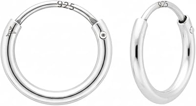 Parnika (Formerly MJ) 925 Small Size 12 mm Silver Bali Hoops Earrings in Pure 92.5 Sterling Silver for Girls/Women (Endless)