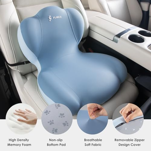 Image of FLORICH Memory Foam Truck Seat Cushion,Car Seat Cushion and Lumbar Support Pillow for Office Chair, Ergonomic Back Support & Sciatica Relief for Long Drives(Blue)