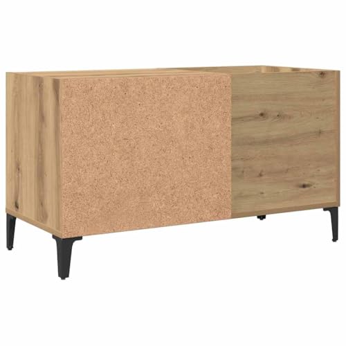 Mueble para vinilos y tocadiscos Artisan-Roble de madera con patas de metal 5