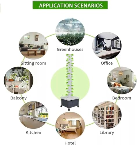Jardín de torre vertical hidropónico de 45 agujeros, sistema de plantación apilable de 15 pisos con depósito de agua para uso en interiores y exteriores, columna de cultivo hermética que ahorra
