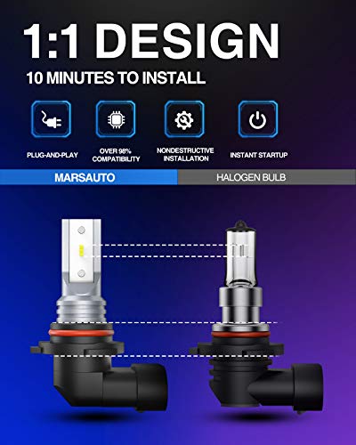 Image of Marsauto H10 9145 LED Fog Light Bulb 9140 LED Fog Lamps Super Bright CSP Chips 6000K Cool White Play and Plug, 360-degree Illumination, Non-polarity, Powersports Accessory Light Kits