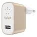 Produktbild Belkin Premium Mixit Metallic Ladegerät (2,4A, USB Anschluss, geeignet für iPhone 11, 11 Pro/Pro Max, XS, XS Max, XR/X, SE, Samsung Note9, S10/S10+/S10e und andere Geräte) gold