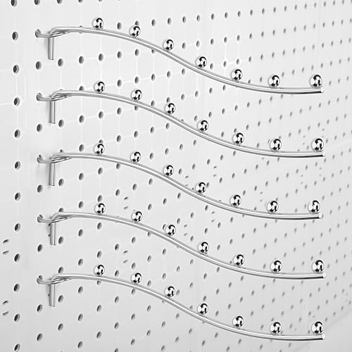 Yaocom 20 Pcs Peg Board Waterfall Hook Shelving Hooks Metal 7 Station Pegboard Display Wall Hangers Face Out Fit 1/4