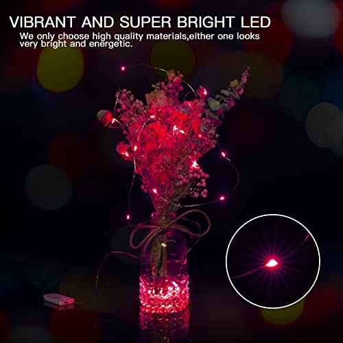 Brightown 12 Pack LED Fairy Lights, Waterproof, Red, 7 Feet, 20 LEDs, Battery Operated, Flexible Silver Wire, Safe, Energy Saving, Long-Lasting, Indoor and Outdoor Use