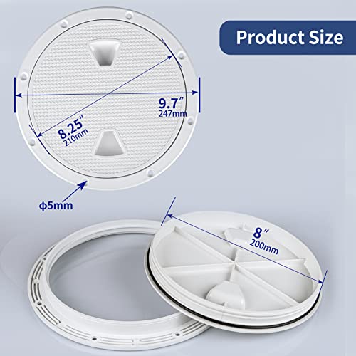 8 Inch Boat Hatch Cover Deck Plate Hatch,White 8 Inch Non Slip Inspection Hatch W/Detachable Cover #TOP4