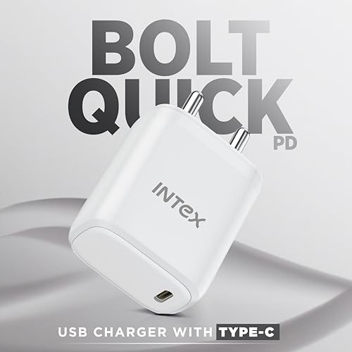 Image of Intex Bolt Quick 22.5W PD Fast Charger Adapter | 1 Meter Type C to C Data Syn, Compatible with iPhone 16 /16 Plus /16 Pro /16 Pro Max, 15 /15 Plus /15 Pro /15 Pro Max, Laptop & Other Devices - White