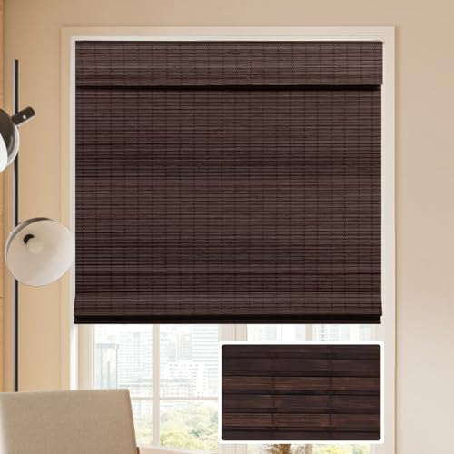 LUCKUP Blackout Bamboo Roman Blinds