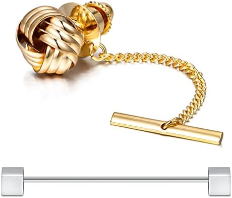 Rajnard Men's Tie Clip Bar Tie Pin Collar Pin Tie Tack Tie Clip Bar Set Copper Silver/Rosegold/Gold/Black Tie Collar Pin for Men with Gift Box