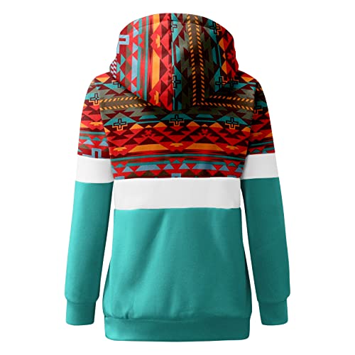 MUTHEONE Moletom feminino com capuz e zíper e gola drapeada com cordão, Azul 17, M