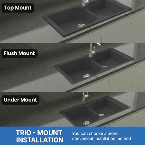 Image of JAYKO Quartz Acrylic Kitchen Sink for Modular Kitchen | Granite Finish, Scratch & Heat Resistant | Easy to Clean & Stylish Sink for Home (LI, 40x20in)