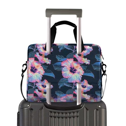 Maletín para portátil patrón hibisco púrpura 13-15.6 pulg miniatura 4
