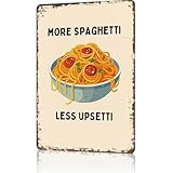面白い ヴィンテージ 看板 ポスター More Spaghetti Less Upsetti プリント ウォールアート 寝室 男性 洞窟 ガレージ オフィス バー 装飾 8X12インチ