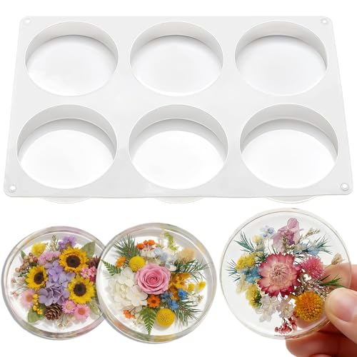 Extra Deep Silicone Resin Molds 6 Cavity Round Coaster Tray Moulds