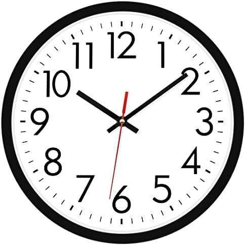 Lumuasky 12 Inch Wall Clock Battery Operated Analog Silent Clock for Classroom School Office Bedroom Kitchen Living Room Decor (Non-Ticking, Black)