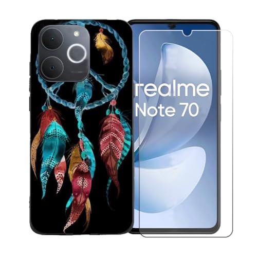 CongJiaLingXi�P�[�X�K�p�� Realme Note 70T (6.74") + �������ꂽ�K���X�X�N���[���v���e�N�^�[�A�_��ȃV���R�[���V�F���o���p�[TPU�ی�J�o�[�̂���,BST3