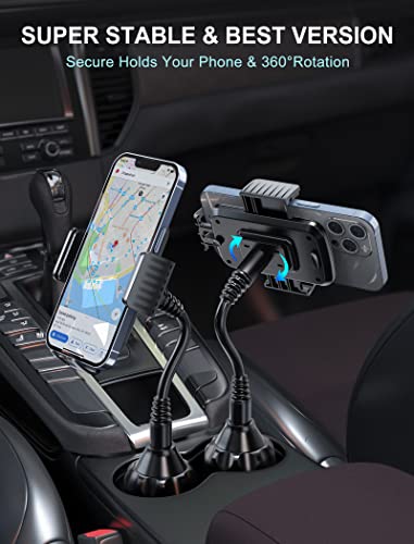 [Upgraded] TOPGO Cup Holder Phone Holder for Car, Car Cup Holder Phone Mount Universal Adjustable Gooseneck Cup Holder Cradle Car Mount for Cell Phone iPhone,Samsung,LG (Black) - Thumbnail 3