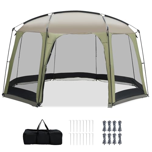 RELAX4LIFE Tente Moustiquaire pour 8 à 10 Personnes, 3,8x3,5M Tonnelle de Jardin Extérieur en Maille Anti-Insect, Porte Zippée, Sac de Transport, Abri...
