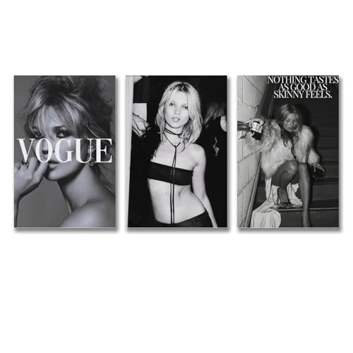CHIMOSHEJI 3 pósteres decorativos de Kate Moss para pared, 30 x 45 cm, estilo sin marco