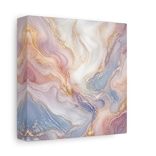 Toile abstraite marbre pastel or 15x15 cm pour decoration de salon