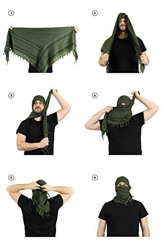 Elu Shemagh Cotton Military Tactical Desert Keffiyeh Head Neck Arab Scarf Face Wrap (White - Jaquard (New)) #TOP6