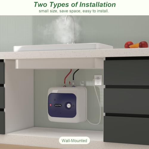 110V-120V 1.5Kw Small Under Sink Tank 4 Gallon Water Heater Hot Storage,Mini Instant Electric RV TR Trailer Kitchen Compact Point-of-Use,2 PCs 16” Long 1/2”FIP Stainless Steel Hose 15L - Thumbnail 4