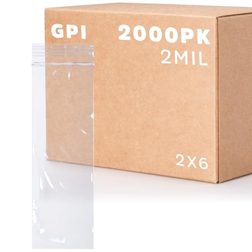 2" x 6" Zip Bags, 2000 Pack, 2 Mil, Reclosable Jewelry Bags, for Coins, GPI
