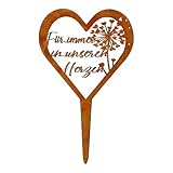 Snhauxinfa Grabschmuck,Grabstecker,Wetterfest Deko Gartenstecker,Herz Friedhof,Grab Grabherz Immer,Urnengrab Beerdigung Erdspieß Unseren,für Gartendeko Grabdeko Herzform,Wetterfeste
