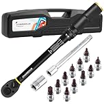 Uharbour 1/4" Torque Wrench Set 3-25Nm, 14PCS Small Bike Torque Wrench Set with Bits and Extension Rod for Bicycle & Motorcycle, ±3% Accuracy with Unique Calibration Certificate