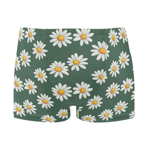 White Daisy Flowers Mens Swim Trunk Swimwear Bathing Suit Swim Brief Square Leg Board Short S B0405161