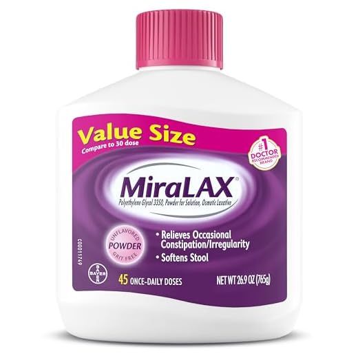 MiraLAX Laxative Powder for Gentle Constipation Relief, #1 Dr. Recommended Brand, 45 Dose Polyethylene Glycol 3350, Stimulant-Free, Softens Stool
