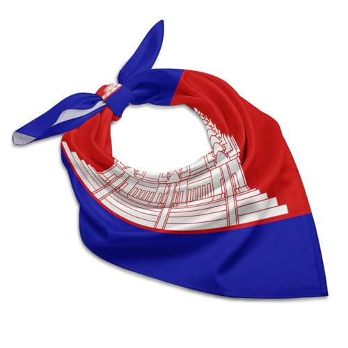 Cambodia Cambodian Flag Fashion Square Silk Scarf Soft Lightweight Neck Hair Head Scarves